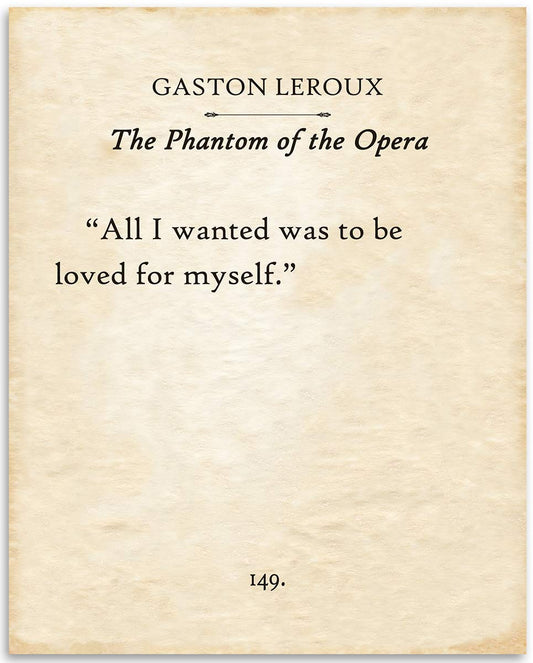 Gaston Leroux - The Phantom of the Opera - Classic Gaston Book Page Print, Literary Quote Decor, Inspirational Wall Art Decor, Great Gift for Novel Fans, 11x14 Unframed Typography Book Page Print