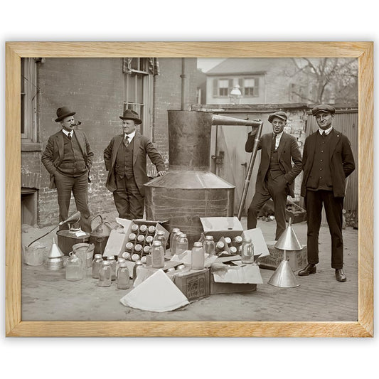 Confiscated Still: 11x14 Framed Poster-Vintage 1920s Retro Photos for Speakeasy & Bootleggers-Prohibition Era Bar Black & White Photography, Antique Historical Prints, Modern Lounge & Home Bar Décor