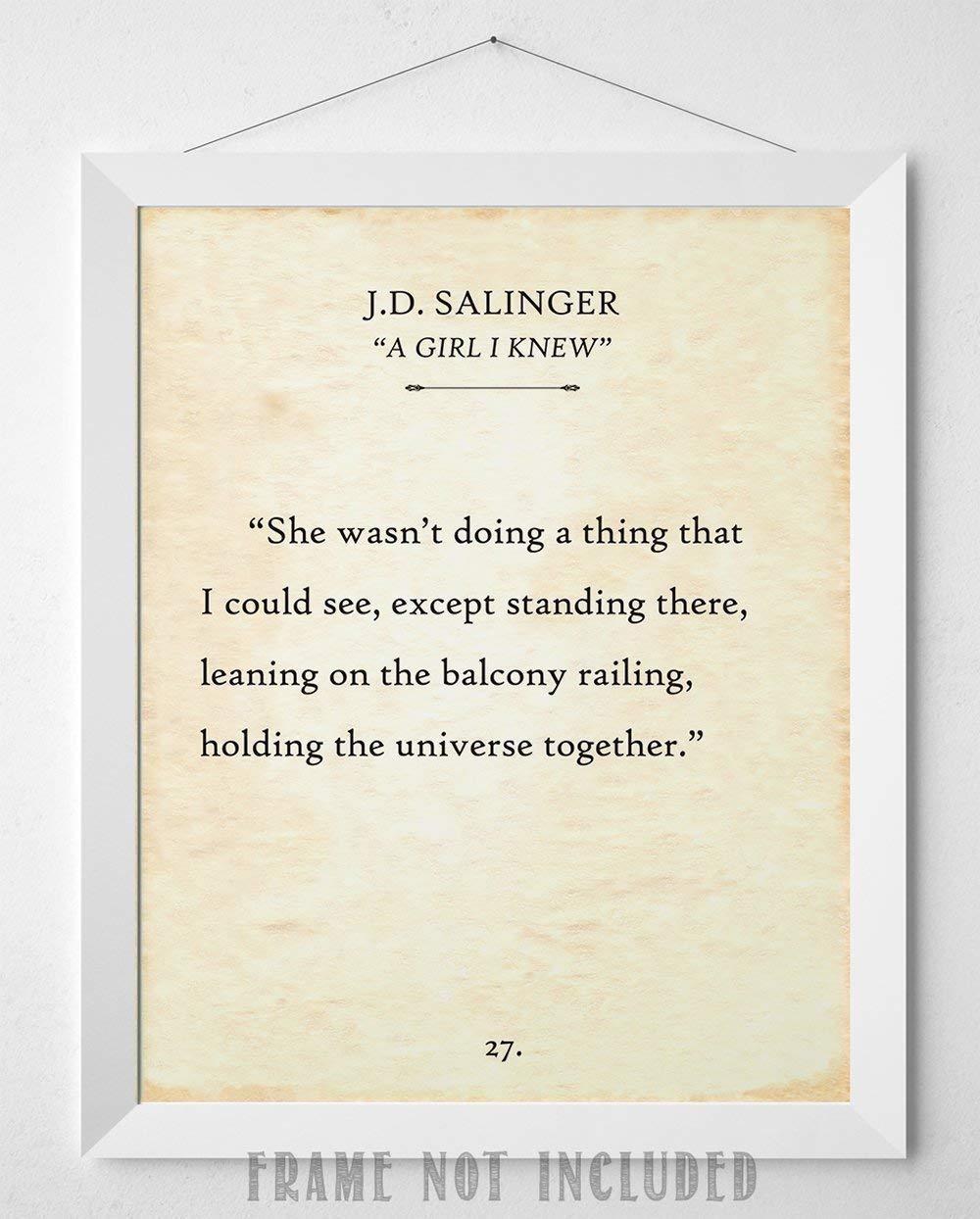 She Wasn't Doing A Thing - J.D. Salinger - 11x14 Unframed Typography Book Page Print - Great Decor and Gift for Wedding, Anniversary and Birthday Under $15