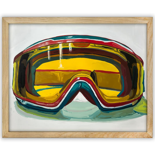 Ski Goggles Wall Art Painting 11x14 Framed Poster – Colorful Abstract Winter Sports Artwork, Ski Resort & Skiing Gear Print, Retro Ski Culture Decor for Cabin, Lodge & Outdoor Sports-themed Art