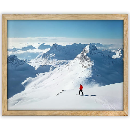 Limitless A Breathtaking Alpine Skiing Scene 11x14 Framed Print - Scenic Snowy Mountain Ski Adventure Poster, Skiing Wall Art, Winter Sports Photography, Winter Cabin Wall Decor, Gifts for Skiers