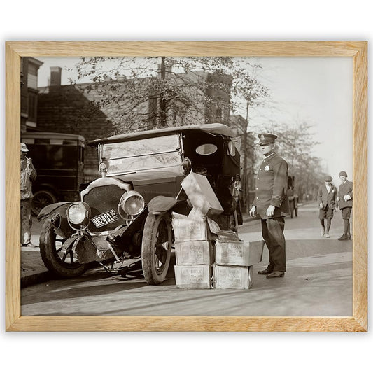 Bootlegger Crash: 11x14 Framed Poster-Vintage 1920s Retro Photos for Speakeasy & Bootleggers- Prohibition Era Bar Black & White Photography, Antique Historical Prints, Modern Lounge & Home Bar Décor