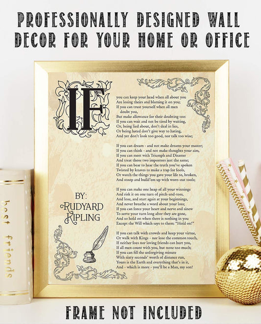 Rudyard Kipling "If" Poem 11x14 Unframed Poster – Classic Typography Poetry Wall Art, Inspirational Literary Quote Wall Decor, Vintage Motivational Print for Home, Office, Library – Words of Wisdom