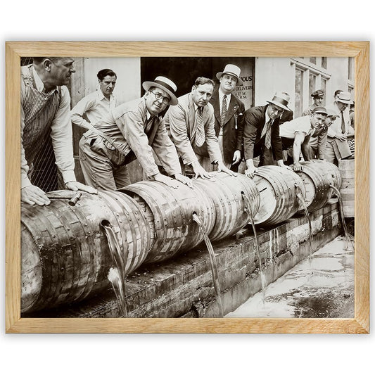 Empty the Barrels: 11x14 Framed Poster-Vintage 1920s Retro Photos for Speakeasy & Bootleggers-Prohibition Era Bar Black & White Photography, Antique Historical Prints, Modern Lounge & Home Bar Décor