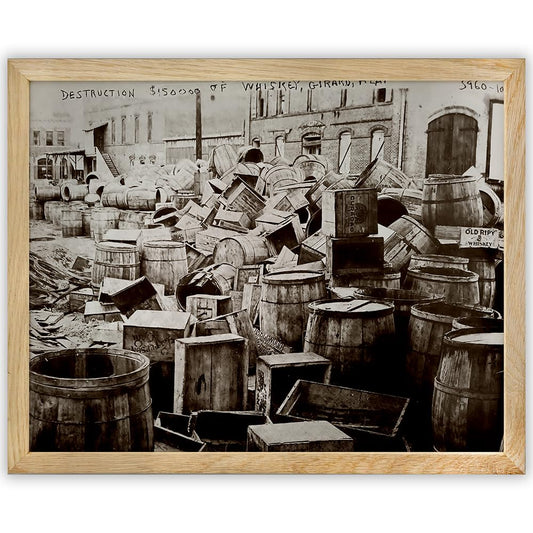 Broken Barrels: 11x14 Framed Poster - Vintage 1920s Retro Photos for Speakeasy & Bootleggers -Prohibition Era Bar Black & White Photography, Antique Historical Prints, Modern Lounge & Home Bar Décor
