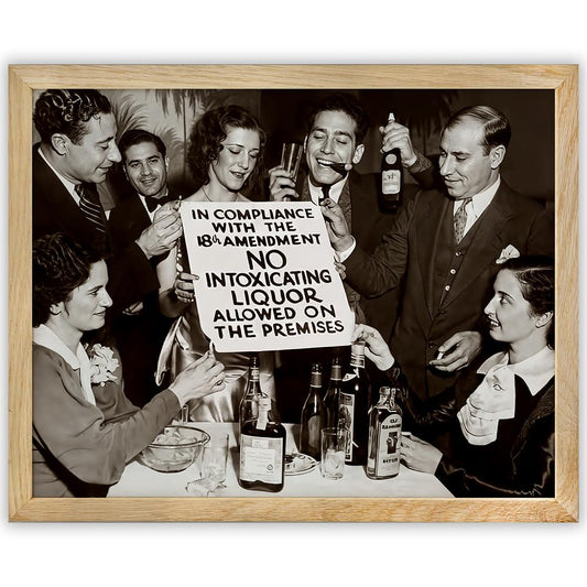 No Intoxicating Liquor: 11x14 Framed Poster-Funny Vintage 1920s Retro Photos for Speakeasy & Bootleggers - Prohibition Era Bar Black & White Photo, Antique Historical, Modern Lounge & Home Bar Décor