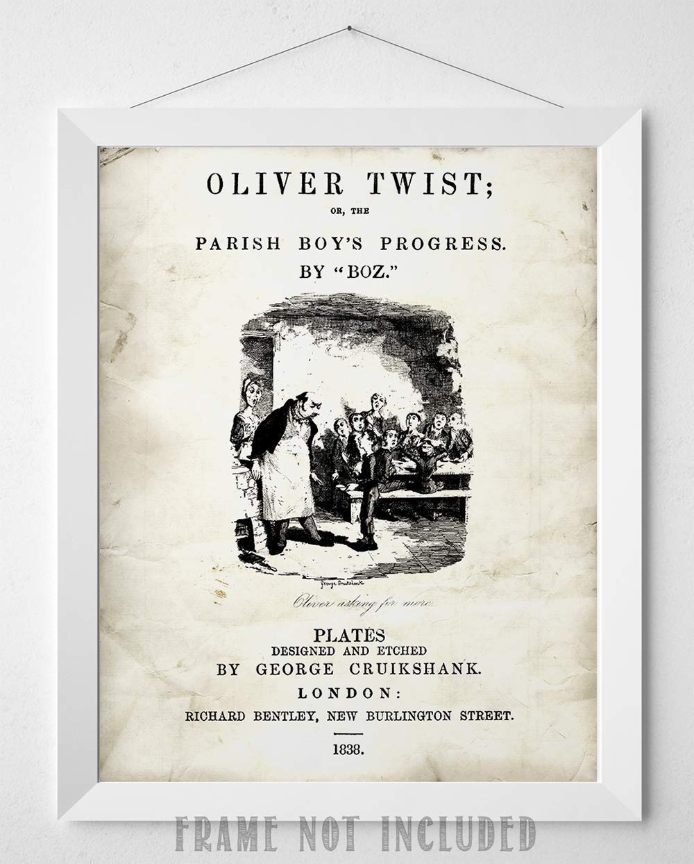 Oliver Twist Title Page - Classroom Library Old Wall Art Book Cover Print, Great Literary Gifts for Bookish and Book Lovers Best Friend, 11x14 Unframed Typography Book Page Print Poster