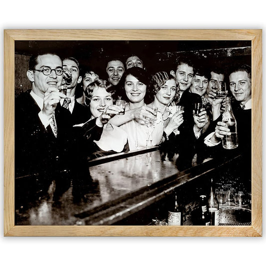 Bottoms Up: 11x14 Framed Poster - Vintage 1920s Retro Photos for Speakeasy & Bootleggers - Prohibition Era Bar Black & White Photography, Antique Historical Prints, Modern Lounge & Home Bar Décor