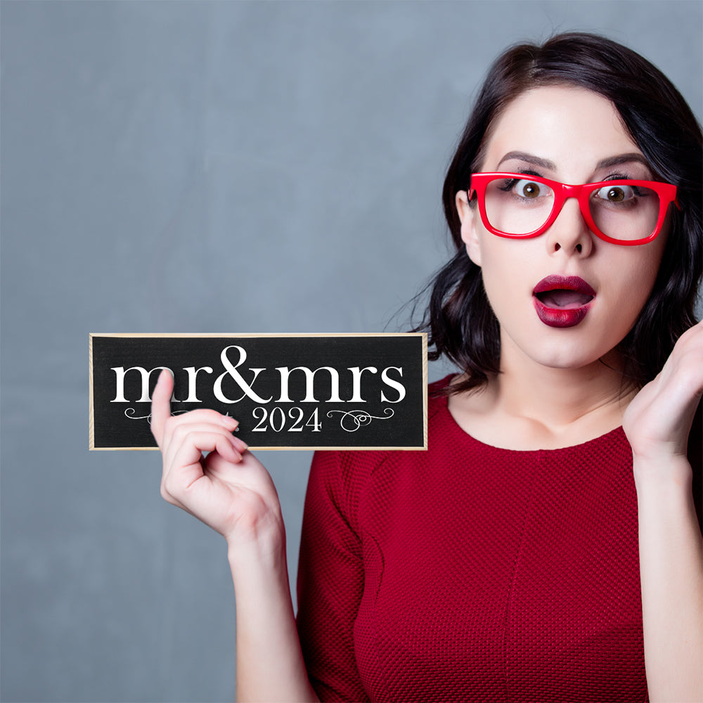 2024 Mr & Mrs Wedding - Wooden Sign