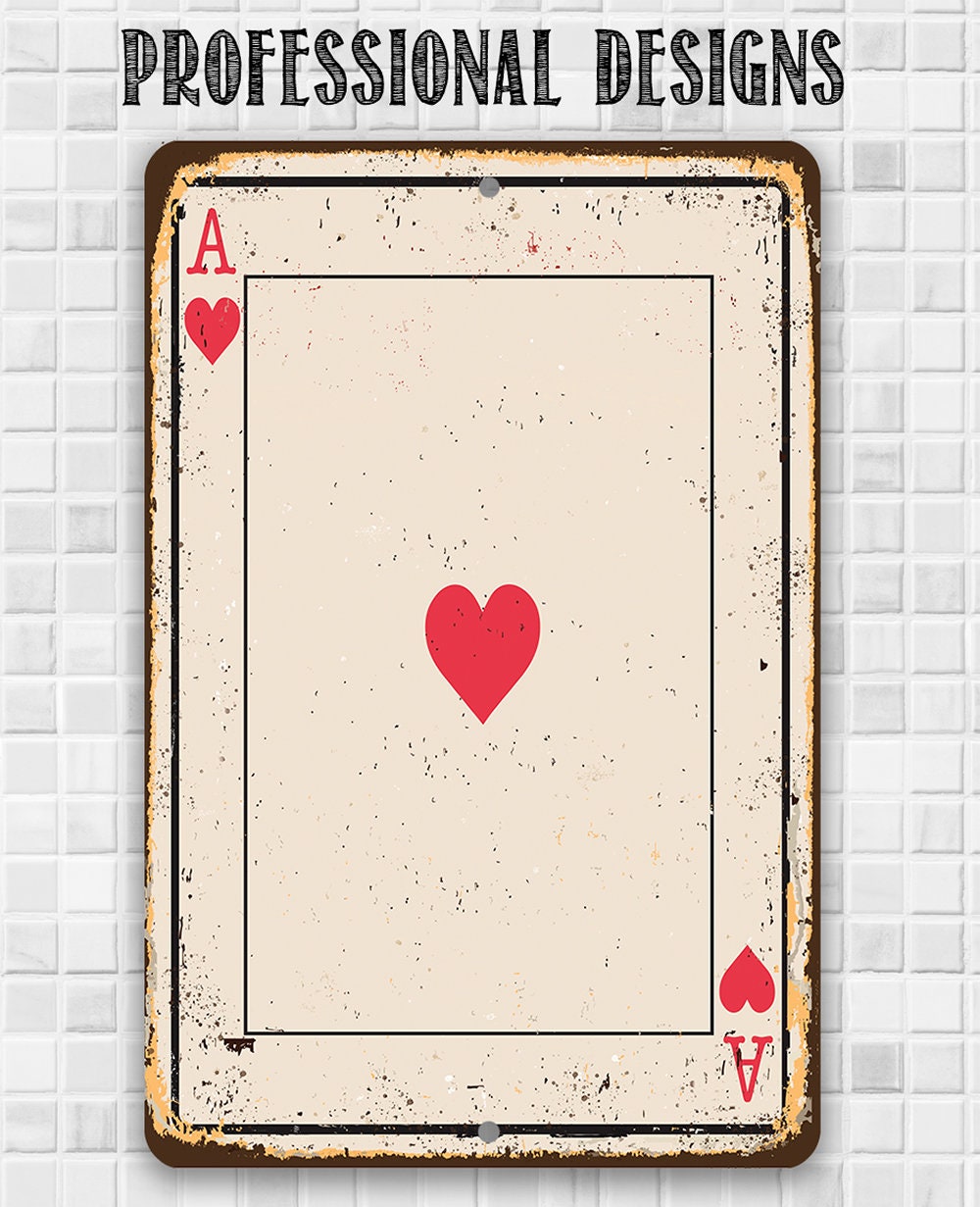 Ace of Hearts Card - 8" x 12" or 12" x 18" Aluminum Tin Awesome Gothic Metal Poster Lone Star Art