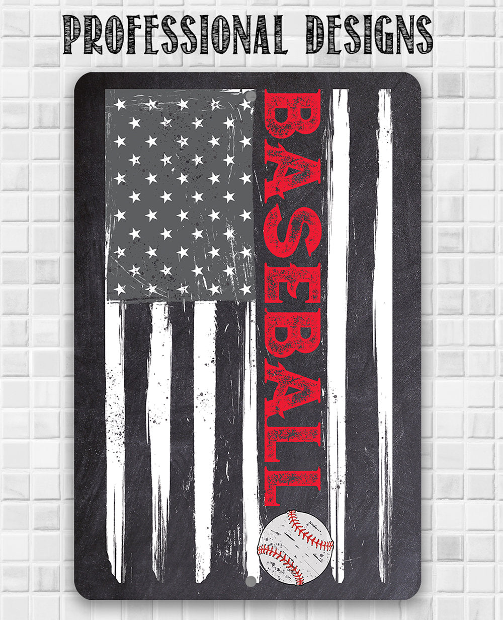 American Flag - Baseball - Metal Sign Metal Sign Lone Star Art