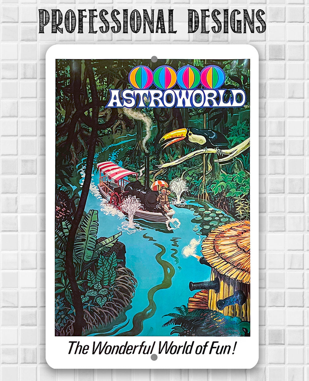 AstroWorld Park River of No Return - 8" x 12" or 12" x 18" Aluminum Tin Awesome Metal Poster Lone Star Art