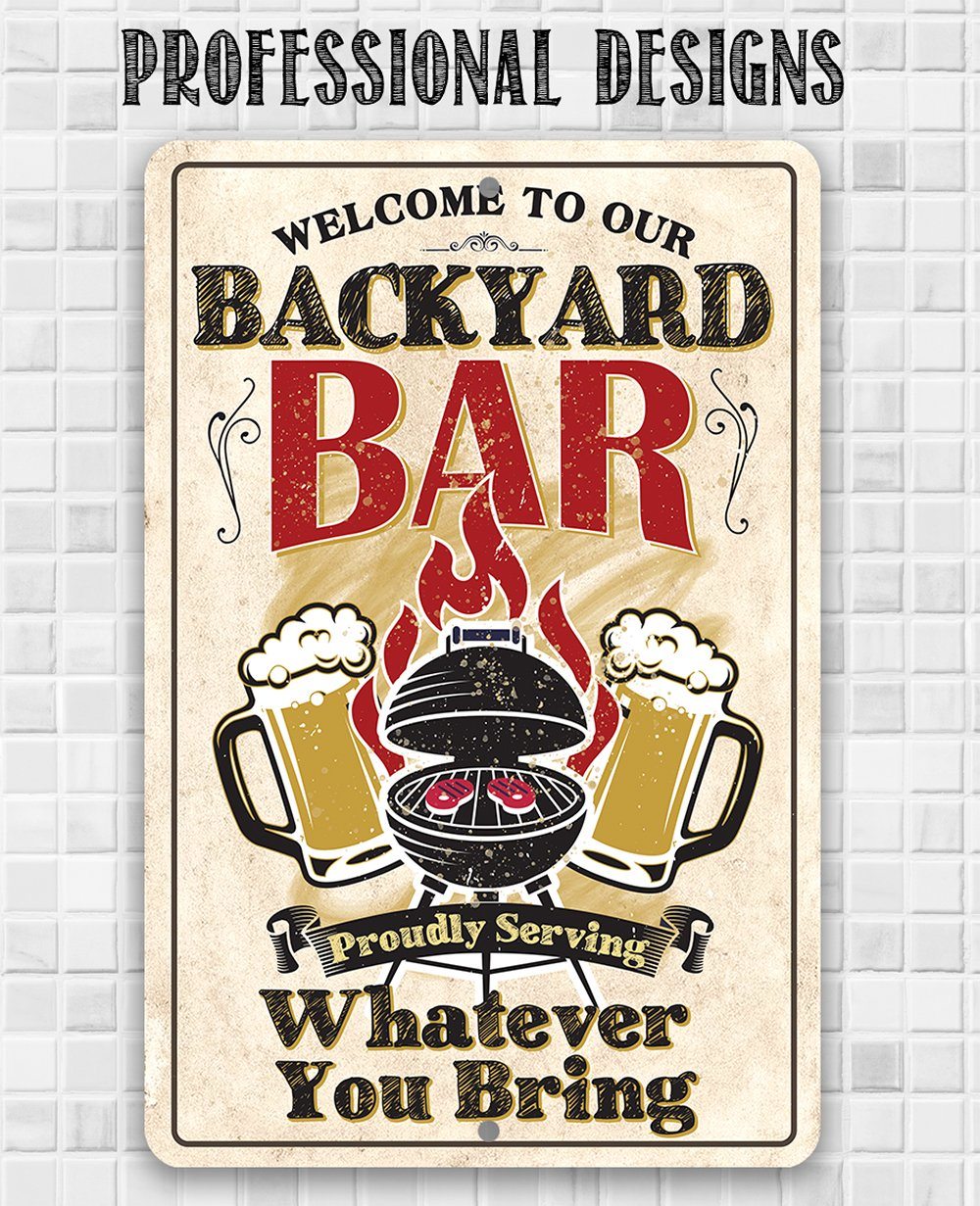 Backyard Bar - Metal Sign | Lone Star Art.