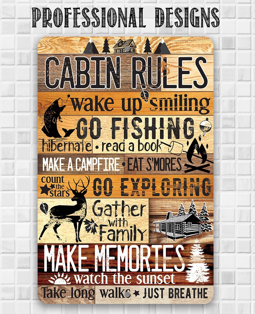 Cabin Rules - Metal Sign Metal Sign Lone Star Art