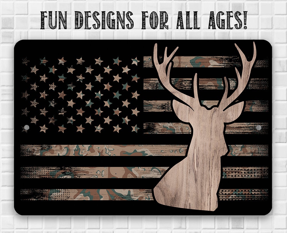Camo Flag Hunting - Metal Sign Metal Sign Lone Star Art