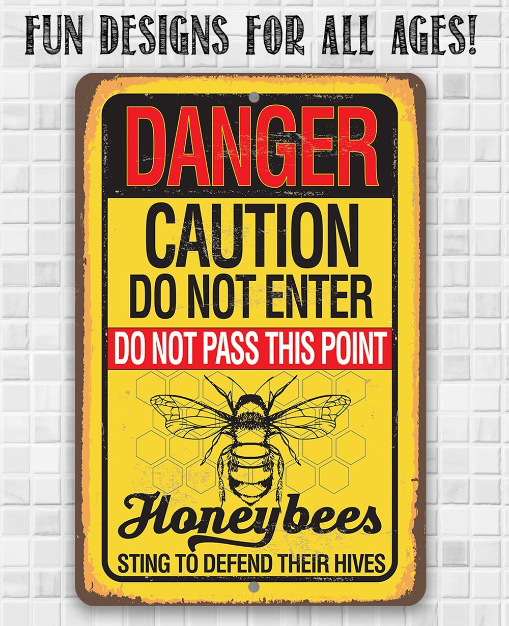 Caution Honeybees - Metal Sign | Lone Star Art.