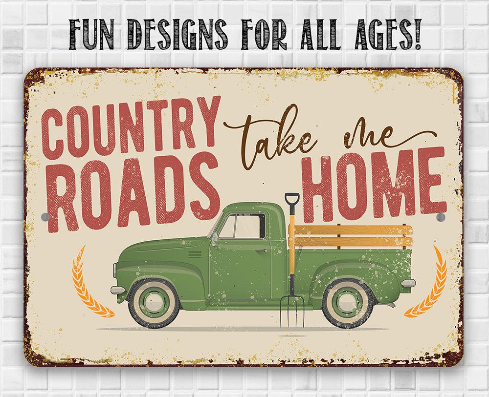 Country Roads - Metal Sign | Lone Star Art.