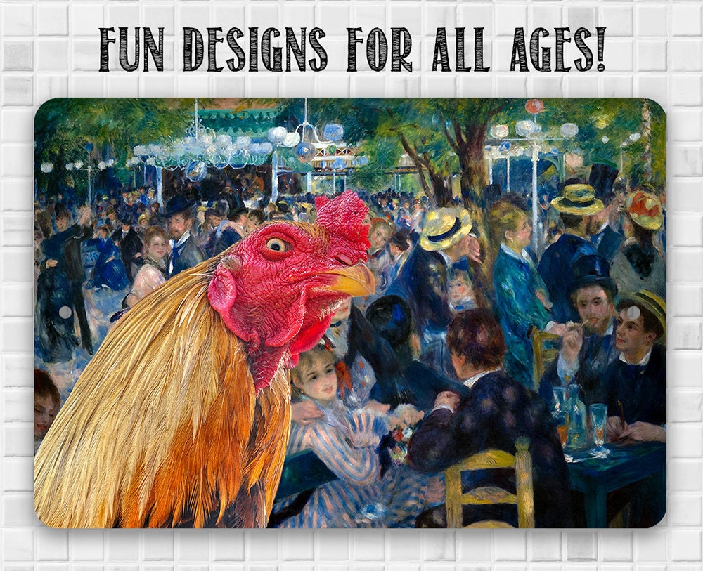 Dance at Le moulin de la Galette Painting - Interrupted Rooster - Metal Sign Metal Sign Lone Star Art
