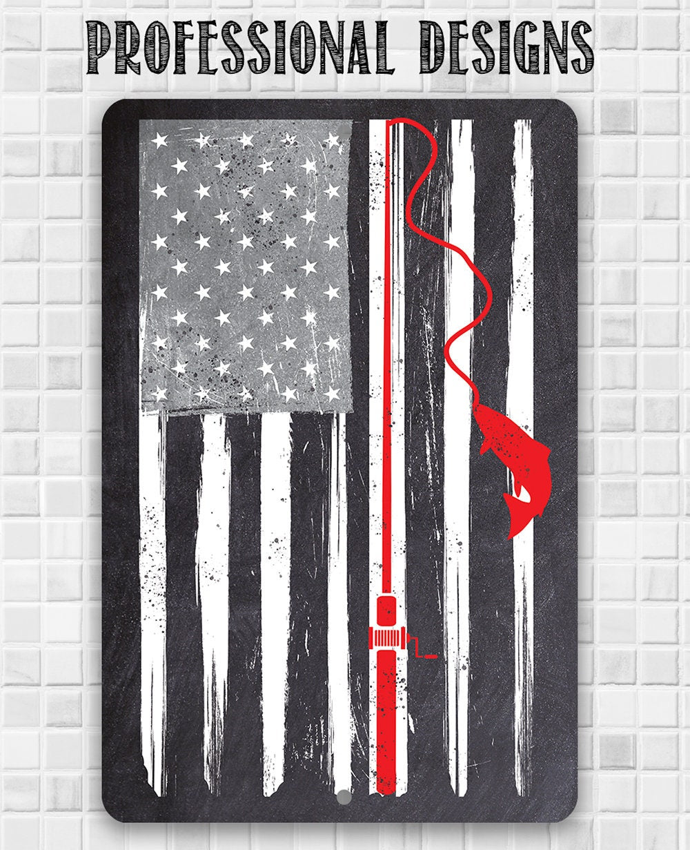 Distressed Flag Fishing - Metal Sign Metal Sign Lone Star Art