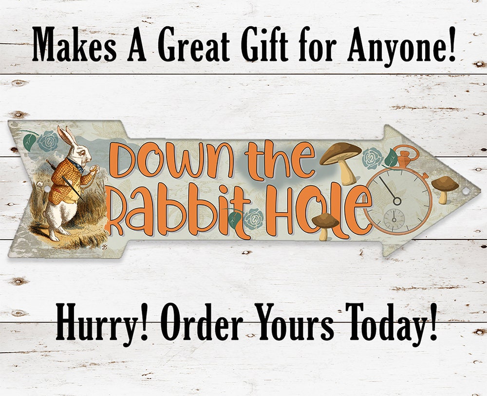 Down The Rabbit Hole - Directional Arrow - Metal Sign Metal Sign Lone Star Art