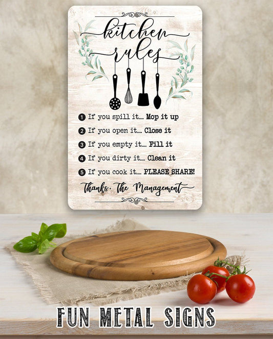 Kitchen Rules - Metal Sign | Lone Star Art.