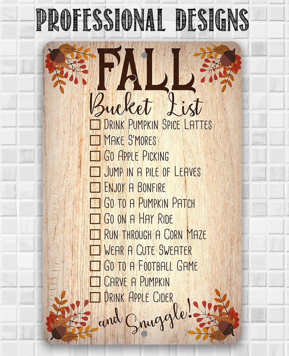 Fall Bucket List - Metal Sign | Lone Star Art.
