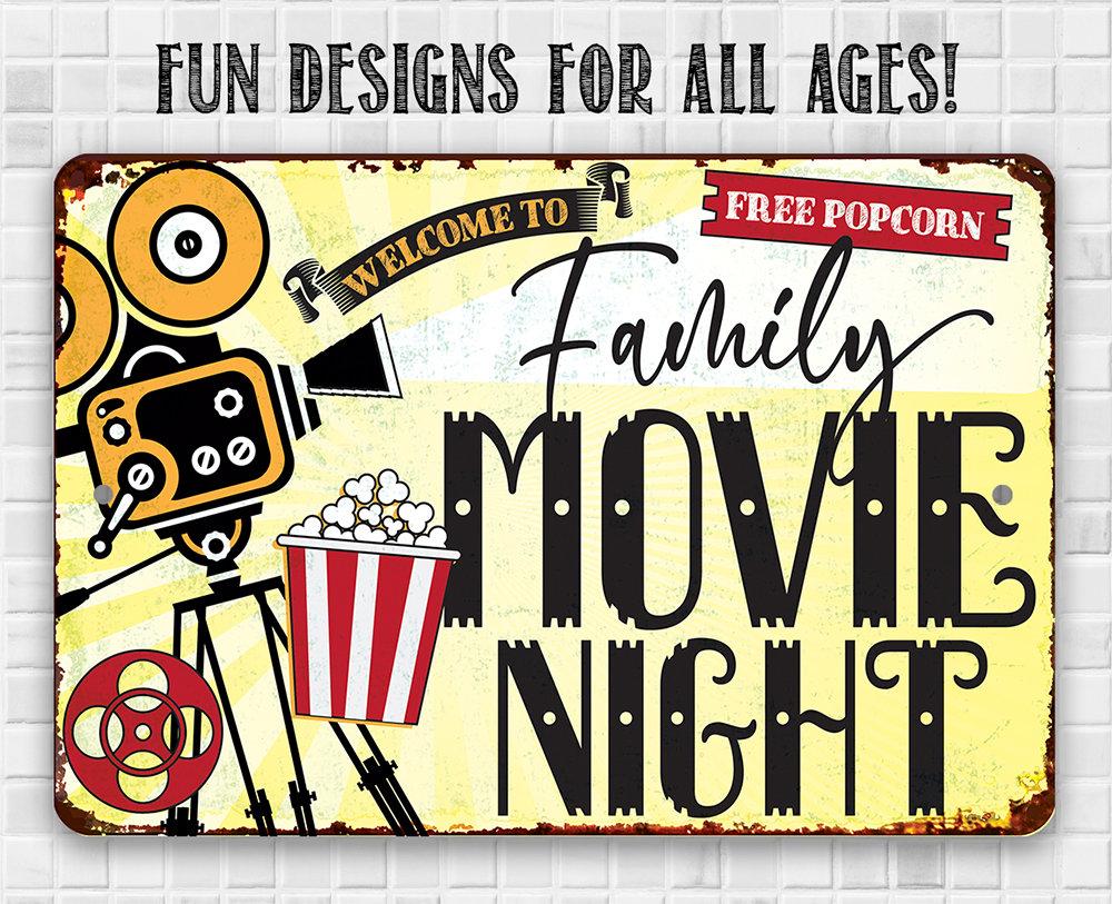 Family Movie Night - Metal Sign | Lone Star Art.