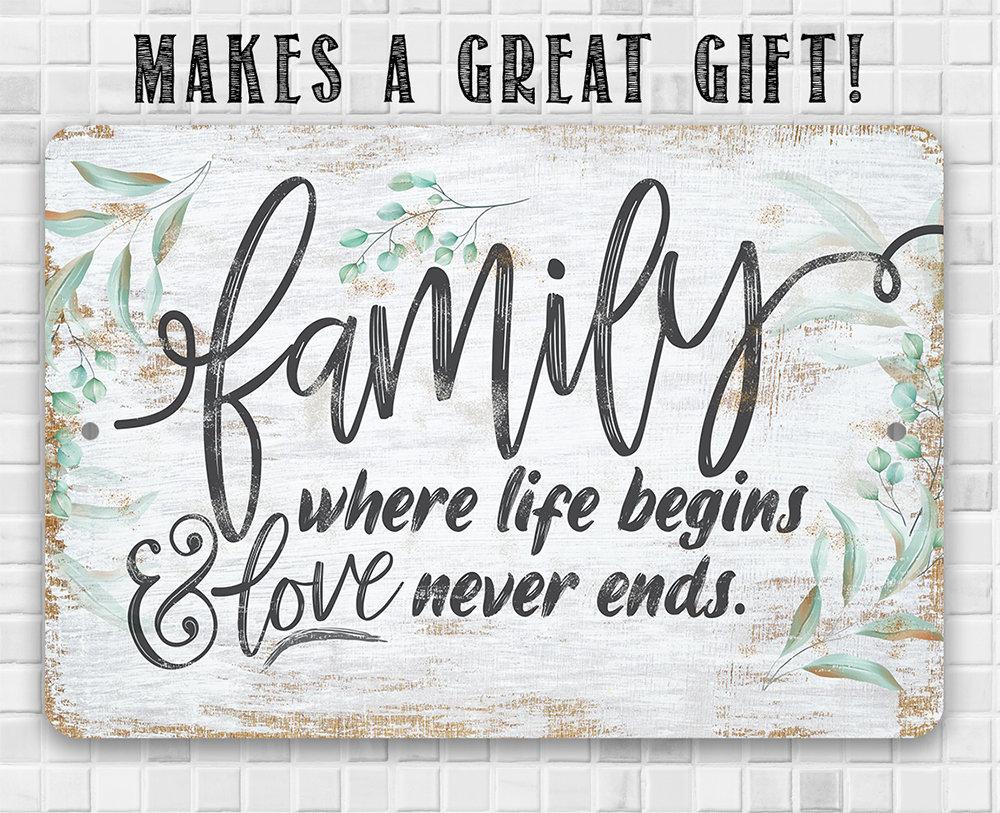 Family Where Life Begins - Metal Sign | Lone Star Art.