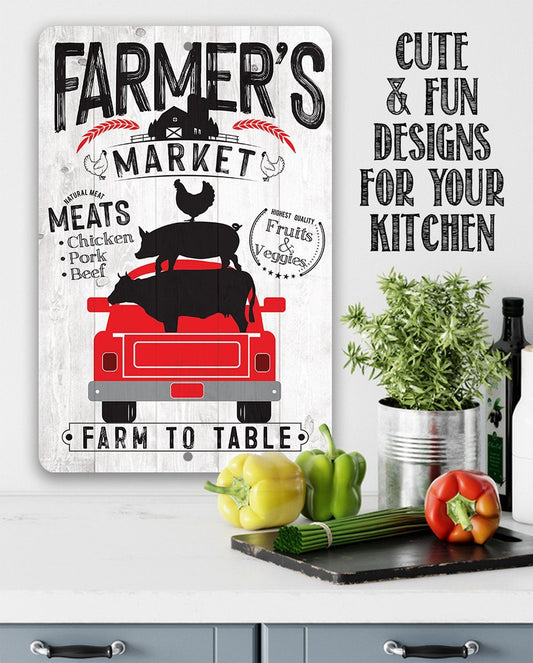 Farmer's Market - Metal Sign | Lone Star Art.
