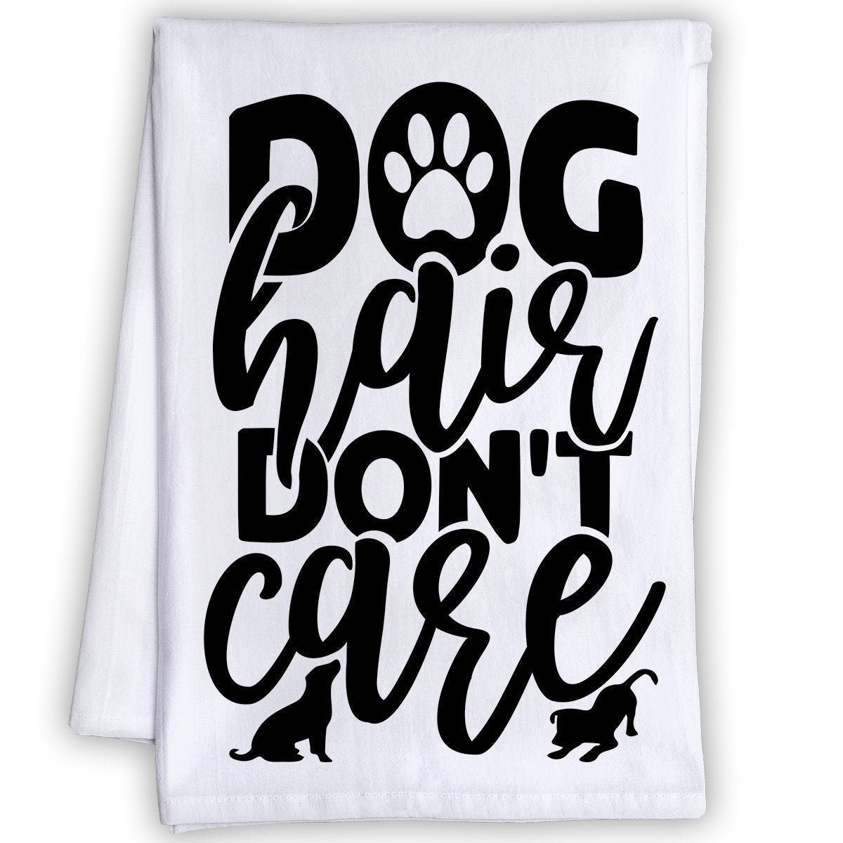 Funny Kitchen Tea Towels - Dog Hair Don't Care - Humorous Fun Sayings - Cute Housewarming Gift/Fun Home Decor Lone Star Art