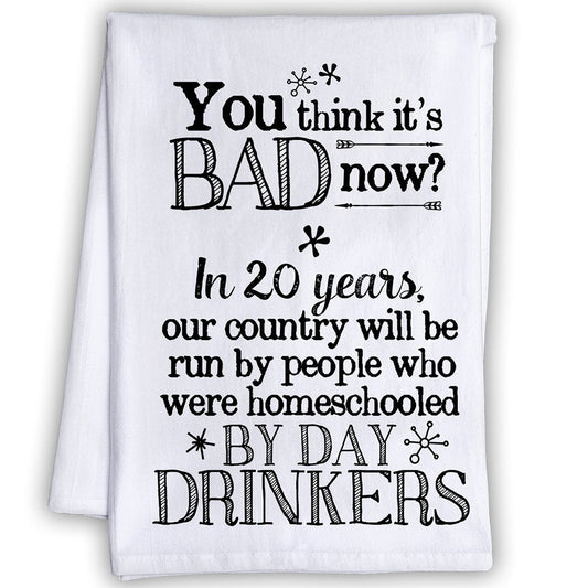 Funny Kitchen Tea Towels - In 20 Years Our Country Will be Run By People Who Were Homeschooled - Humorous Flour Sack Dish Towel - Host Gift Lone Star Art 