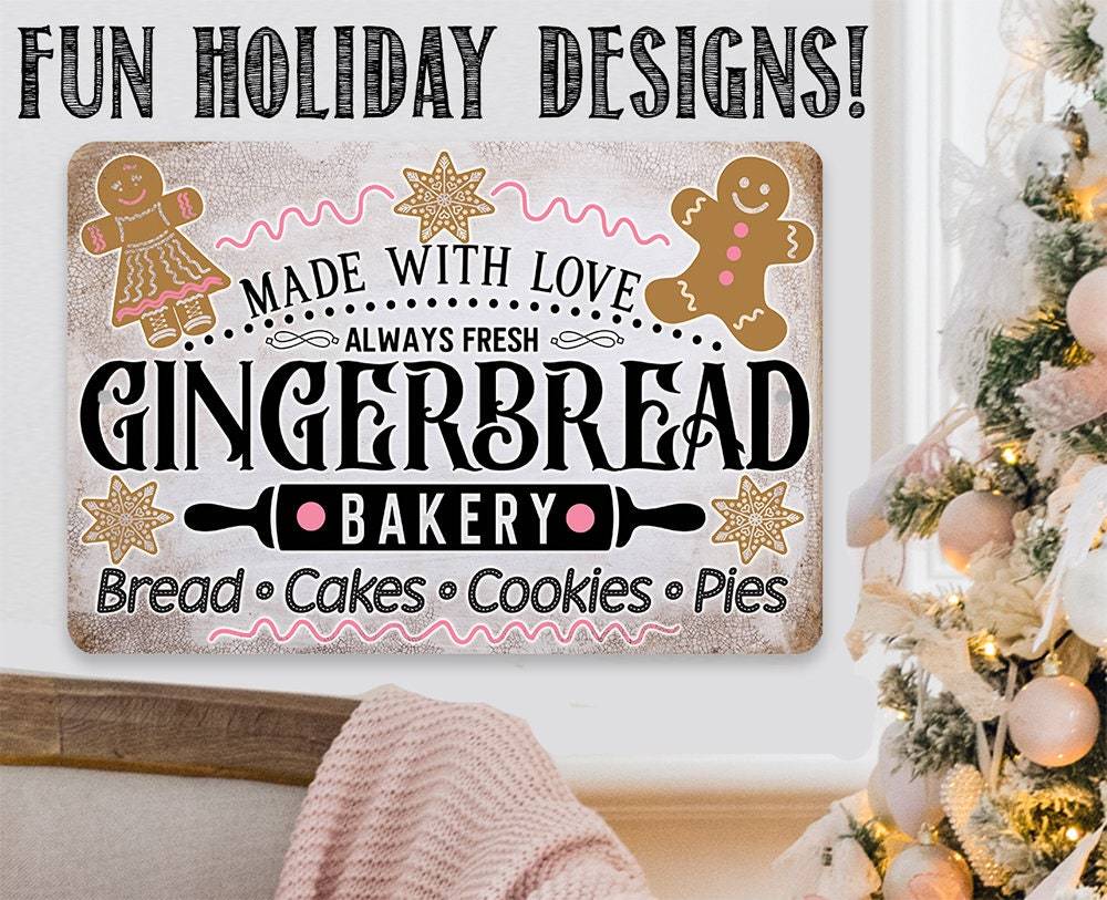 Gingerbread Bakery - Metal Sign | Lone Star Art.