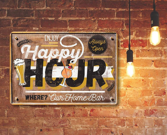 Happy Hour - Metal Sign | Lone Star Art.