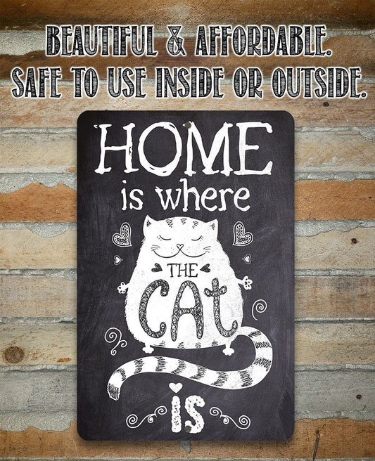 Home Is Where The Cat Is - Metal Sign | Lone Star Art.