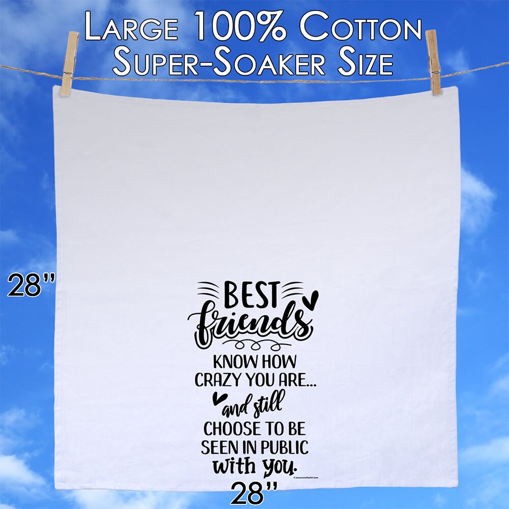 Best Friends Themed Kitchen Tea Towels- Funny Kitchen Towels Decorative Dish with Sayings, Kitchen Gifts -Multi-Use Cute Towels - Great Gift
