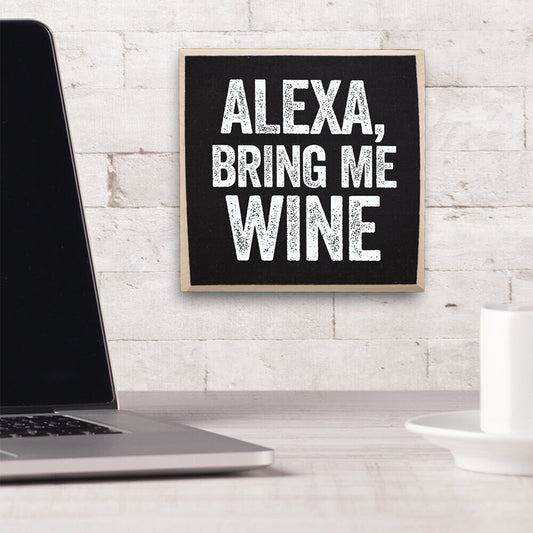 Wine Decor for Kitchen-Alexa, Bring Me Wine-Wooden Sign Wall Art-Funny Home Decor, Kitchen Decor, Wine Gifts Must Haves for Women- Wine Gift