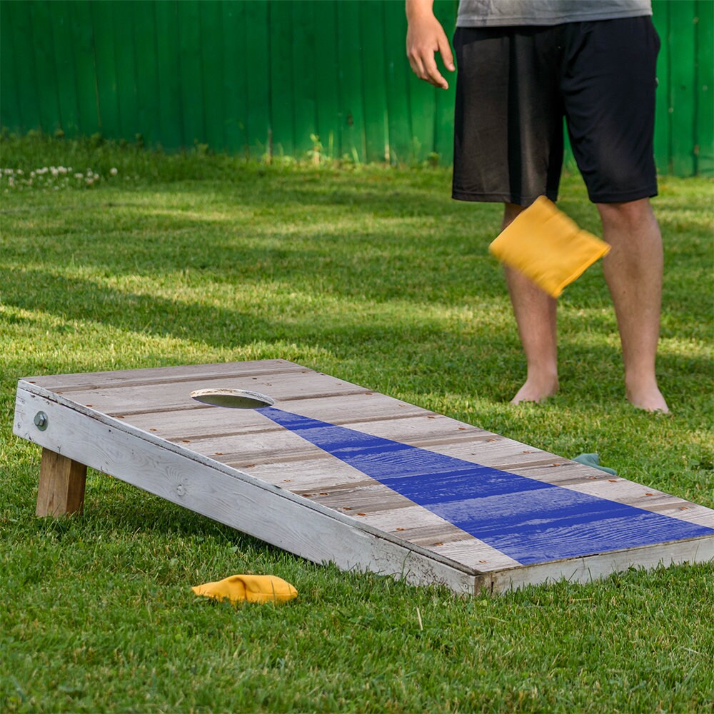 Cornhole Board Wraps & Decals for Boards Set of 2 Corn Hole Decal, 25+ Designs Professional Decal Covers Sticker Vinyl (Blue Arrow Wrap)