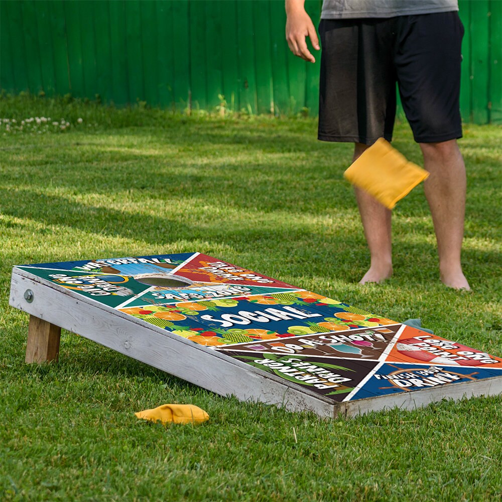 Cornhole Board Wraps and Decals for Boards Set of 2 Corn Hole Decal, 25+ Designs Skins Professional Decal Covers Sticker Vinyl Drinking Game