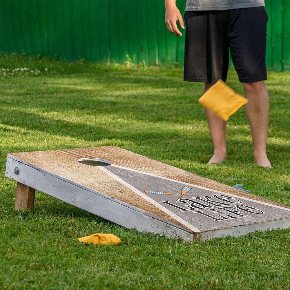 Set of 2 Corn Hole Decal, Lake Life Board Wrap, Professional Vinyl Cover Sticker, More Designs to Choose From This Shop