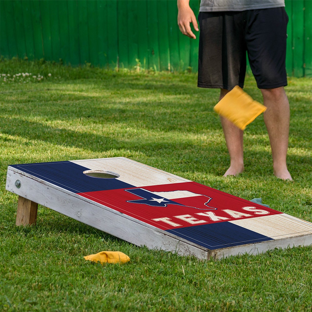 Cornhole Board Wraps and Decals for Boards Set of 2 Skins Professional Vinyl Covers Sticker - Texas State Football Tailgating Decal