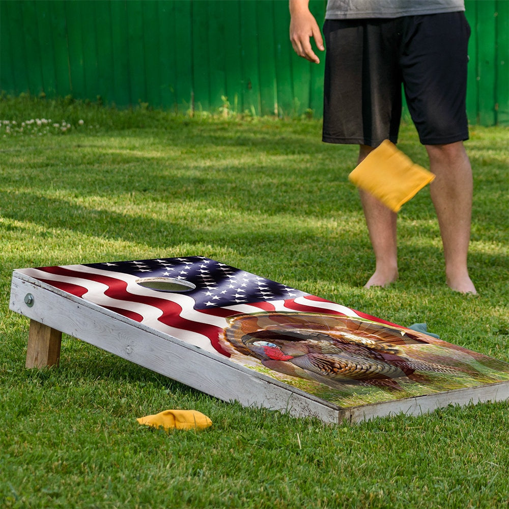 Set of 2 Cornhole Wraps for Boards Vinyl Decals - Corn Hole Bean Bag Toss Wrap Stickers Skins (Boards Not Included) (Turkey Hunting)