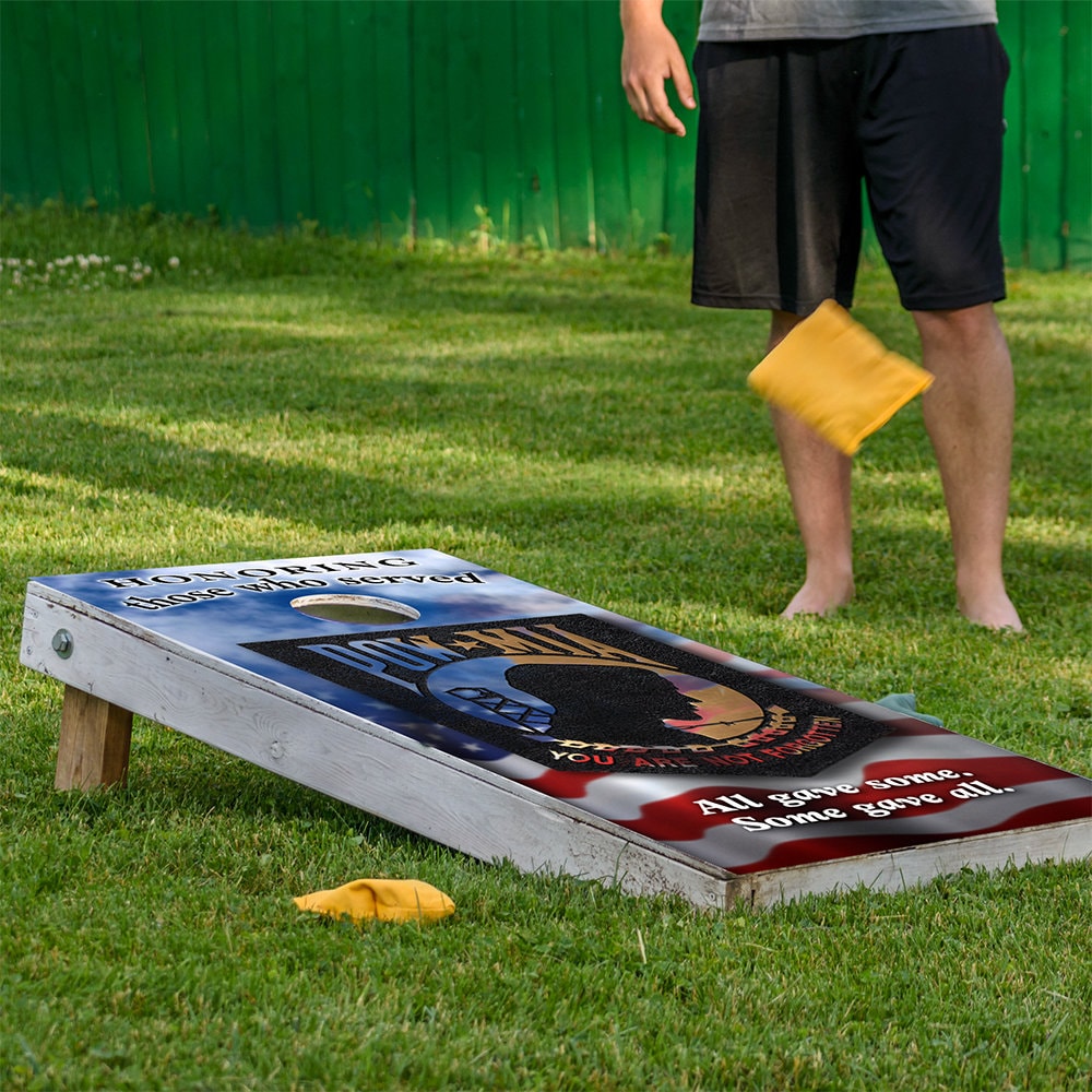 Cornhole Board Wraps & Decals for Boards Set of 2 Corn Hole Decal, 25+ Designs Skins Professional Covers Sticker Vinyl POW MIA American Flag