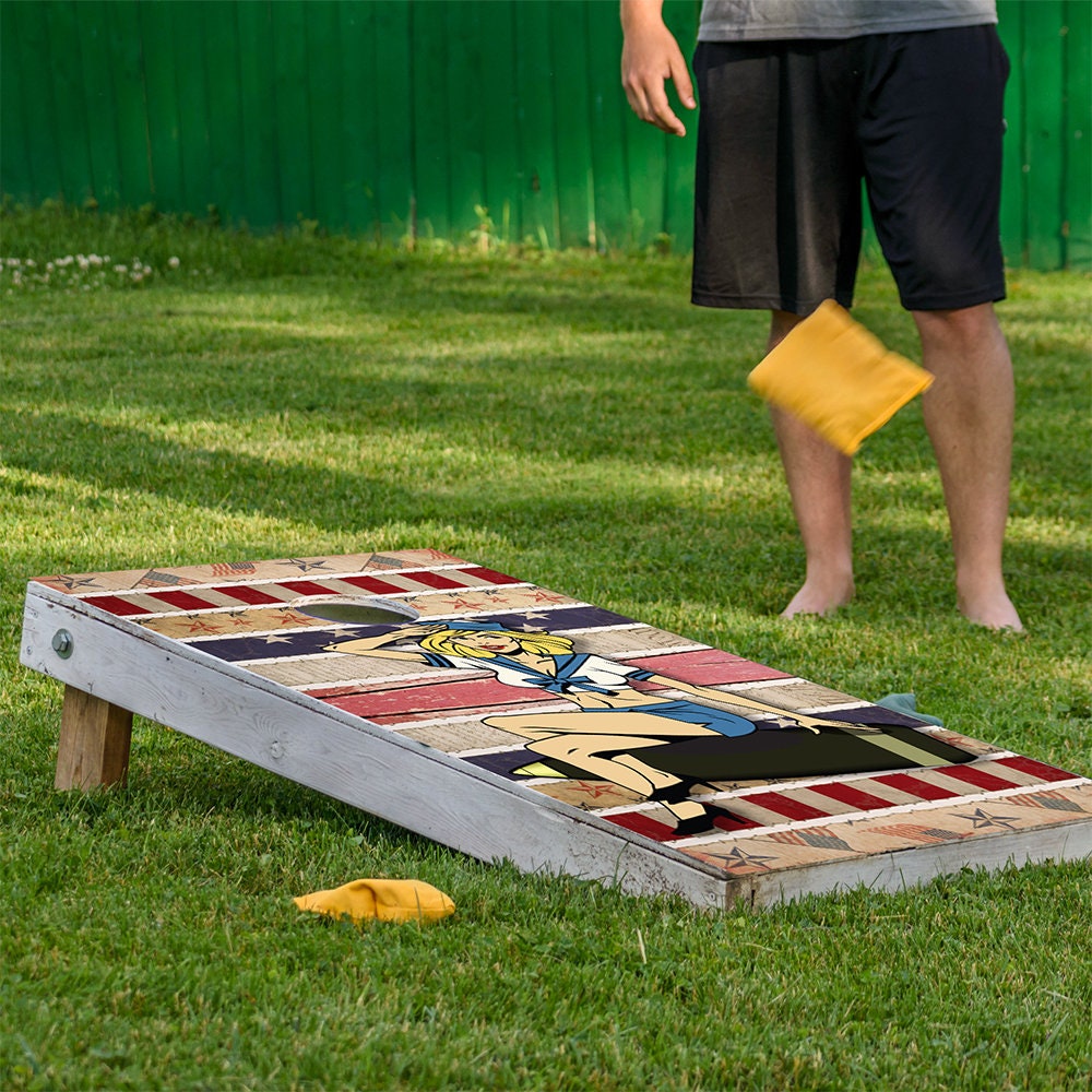 Cornhole Wraps Vinyl Decals Set of 2 Sexy Sailor Americana - 25+ Designs Corn Hole Bean Bag Toss Wrap Stickers Skins Boards Not Included