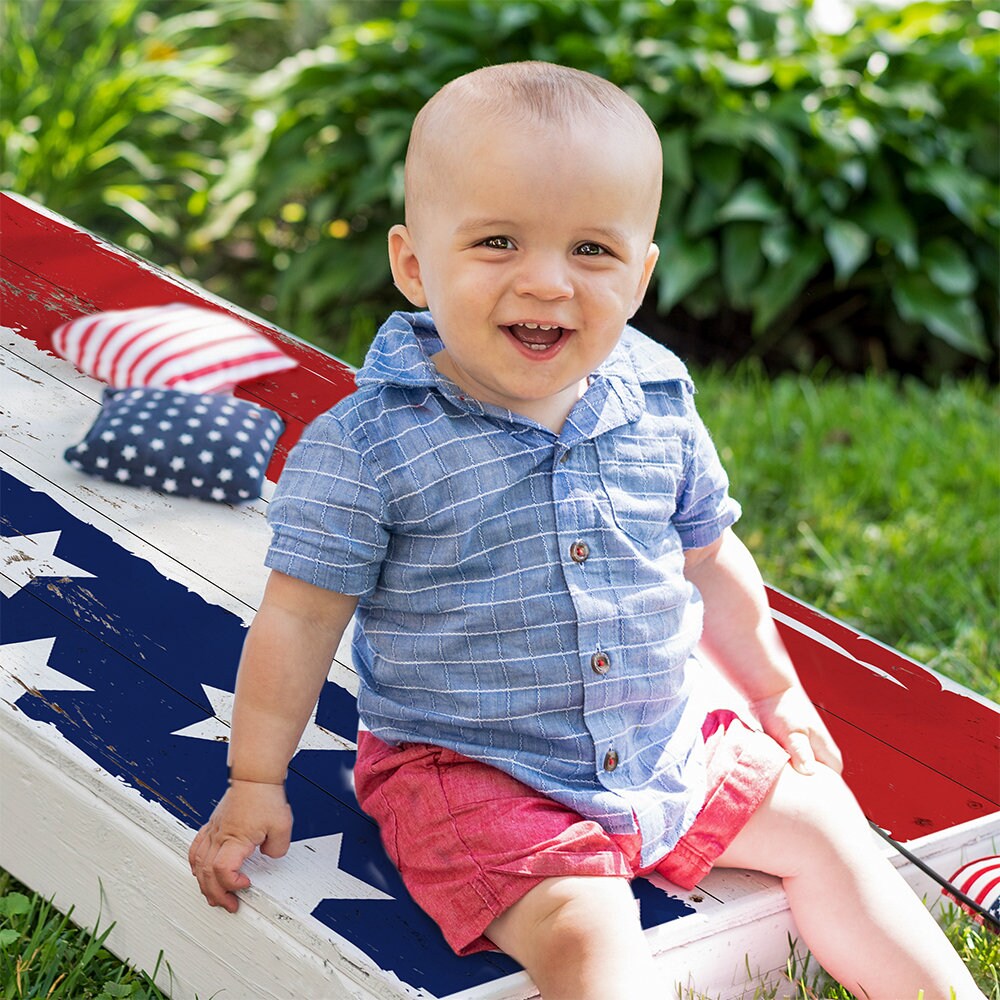 Cornhole Wraps for Boards Vinyl Decals Set of 2-25+ Designs Corn Hole Bean Bag Toss Wrap Sticker Skins Boards Not Included Stars and Stripes