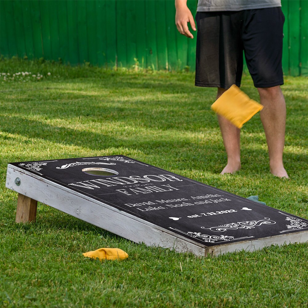 Personalized - Cornhole Wraps for Boards Vinyl Decals (Set of 2) Family Names - Bean Bag Toss Wrap Stickers Skins (Boards Not Included)