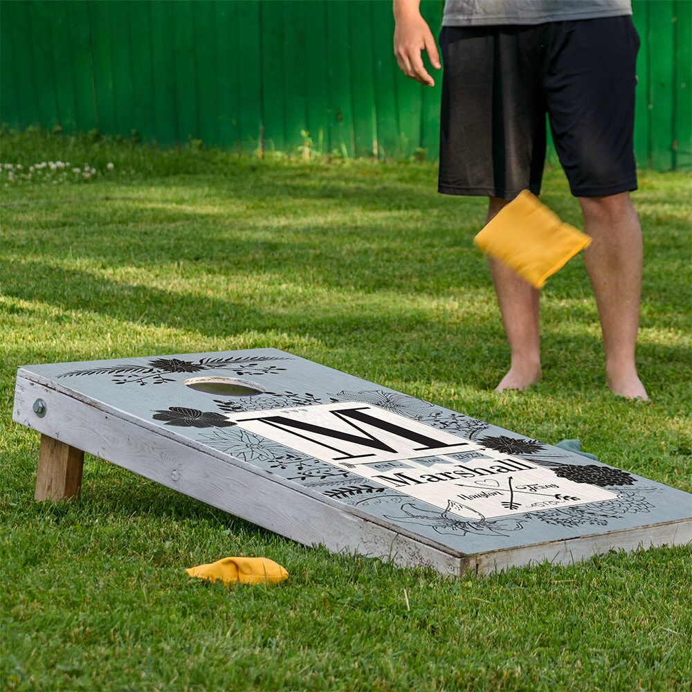 Personalized - Cornhole Wraps for Boards Vinyl Decals (Set of 2) Floral Family - Bean Bag Toss Wrap Stickers Skins (Boards Not Included)