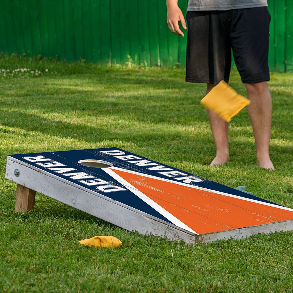 Cornhole Board Wraps and Decals for Boards Set of 2 Skins Professional Vinyl Covers Sticker - Denver Football Tailgating Decal
