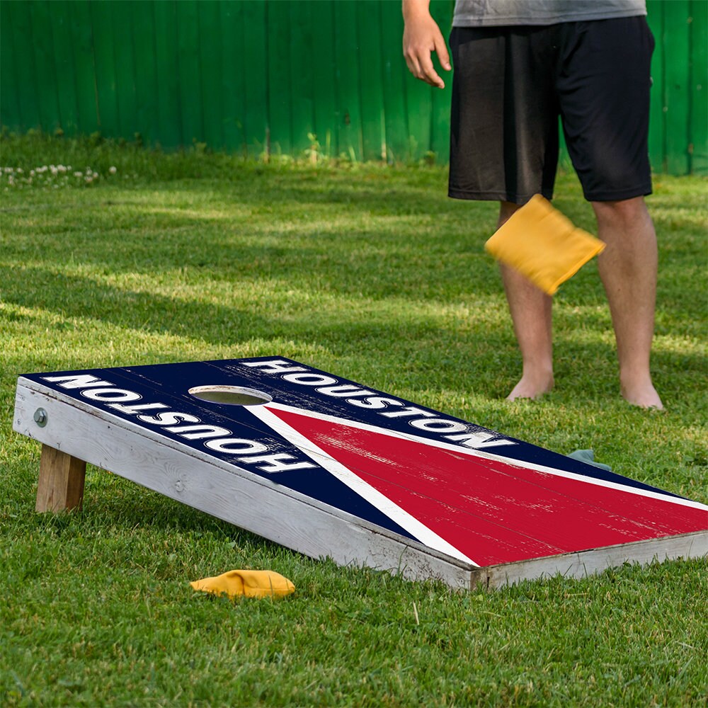 Cornhole Board Wraps and Decals for Boards Set of 2 Skins Professional Vinyl Covers Sticker - Houston Football Tailgating Decal