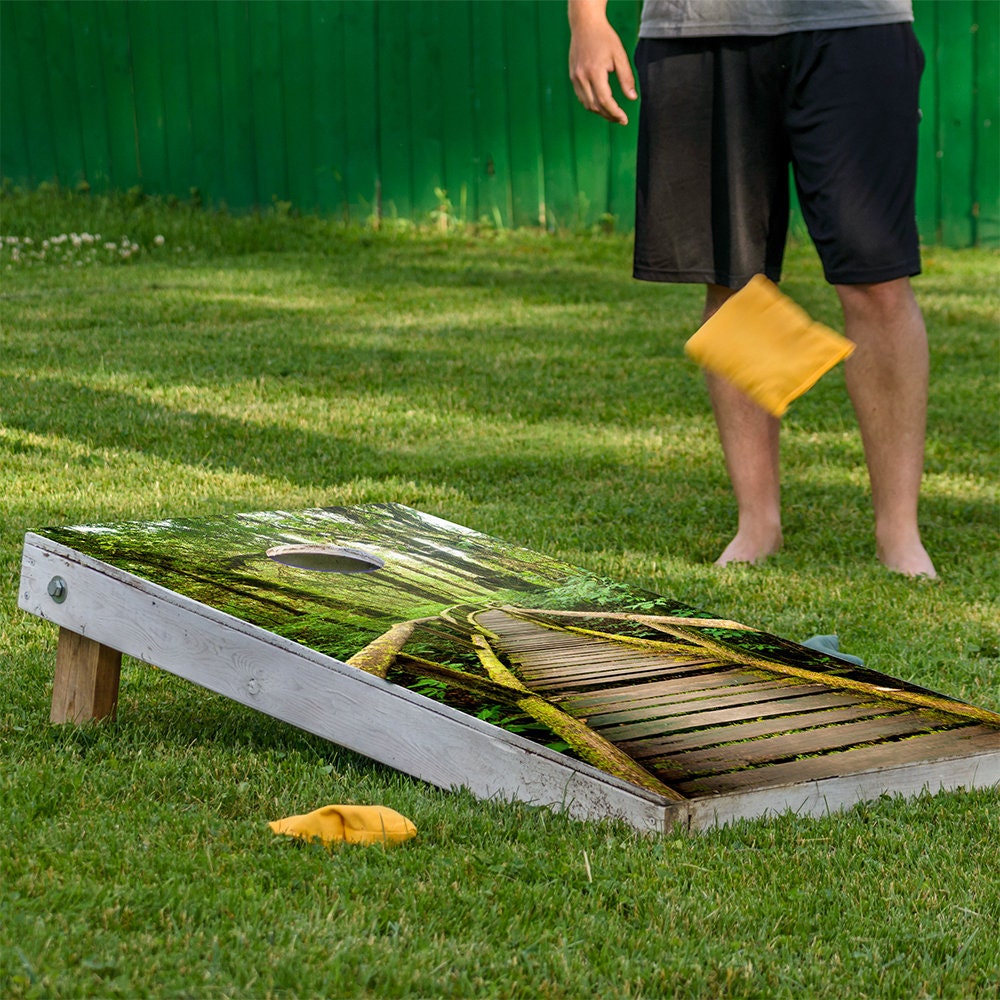 Set of 2 Corn Hole Decal, Misty Rainforest Board Wrap, Professional Vinyl Cover Sticker, More Designs to Choose From This Shop