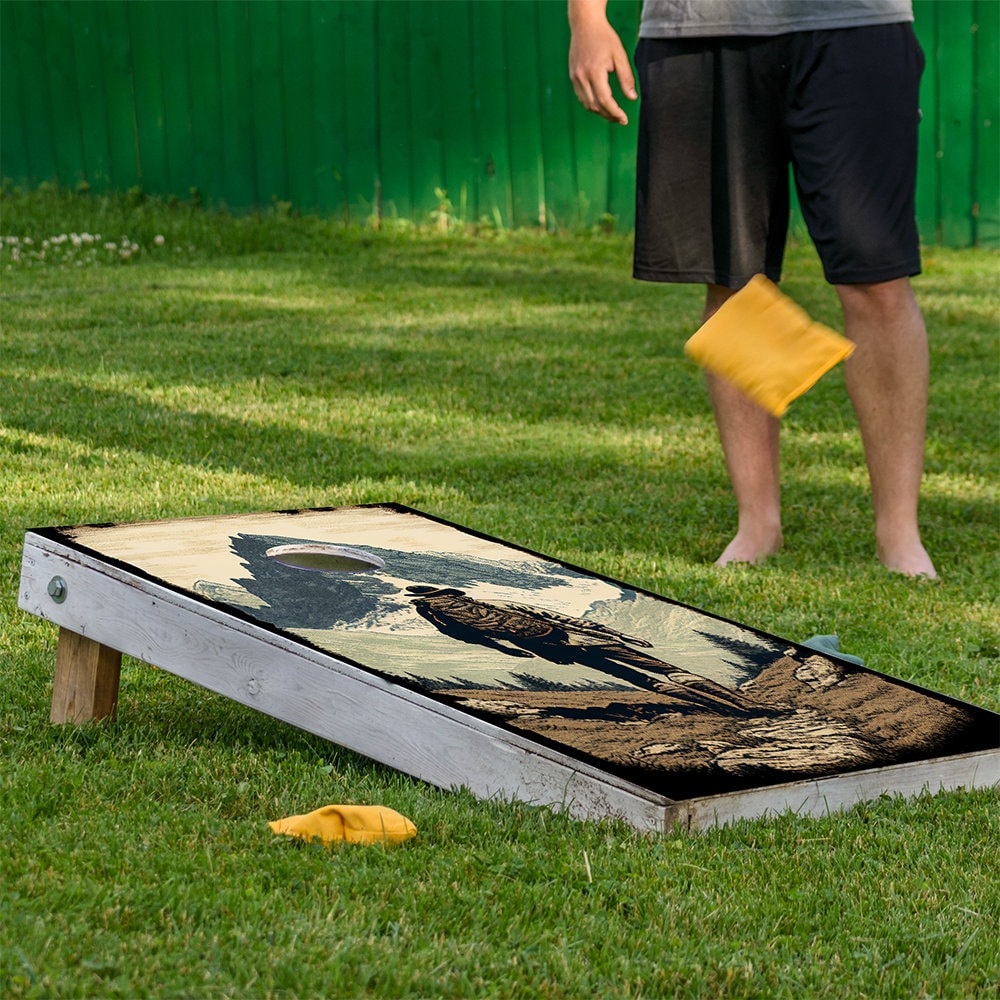 Cornhole Board Wraps and Decals for Boards Set of 2 Skins Professional Vinyl Covers Sticker - Hikers Outdoors Camping and Cabin Life Decal